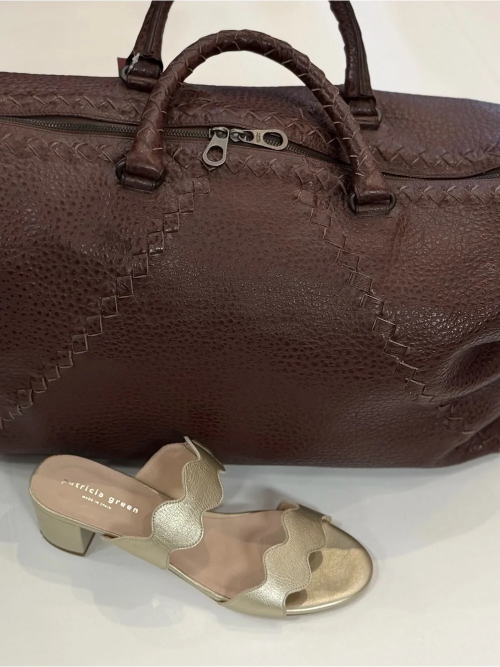 Bottega Veneta Leather Weekender Bag in Dark Brown